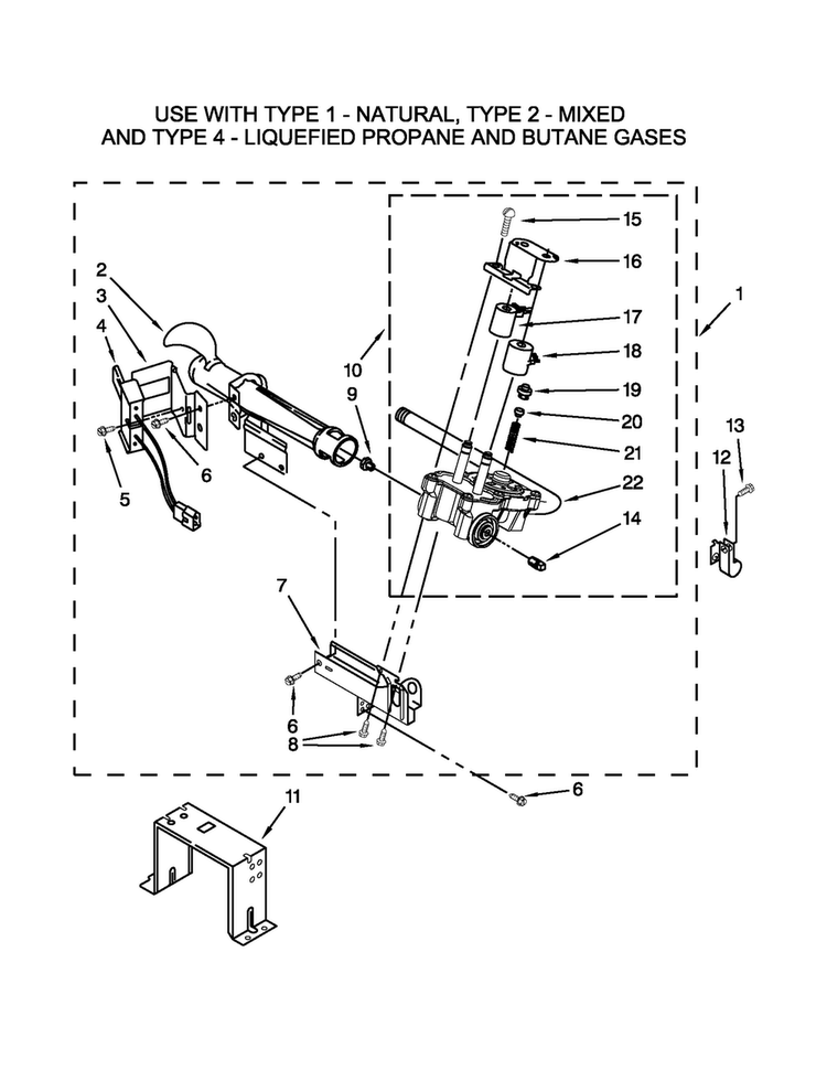 W10096909 Burner Assembly Parts Diagram and Parts List for MLG24PNAGW4  Maytag Dryer