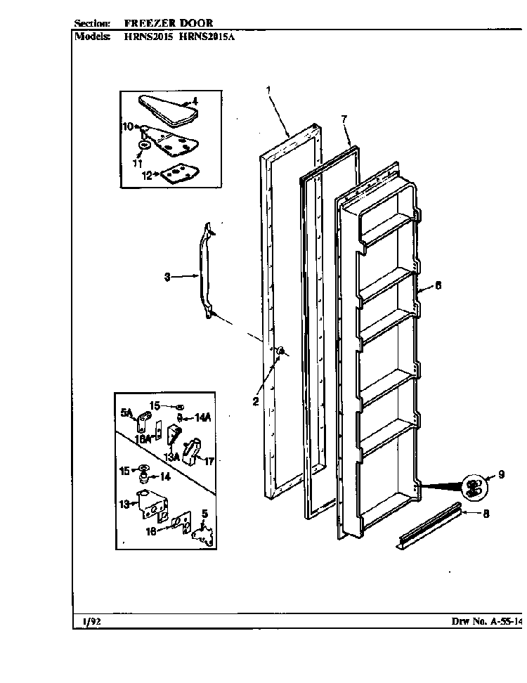 Freezer Door Diagram and Parts List for HRNS2015 BP04C Maytag Refrigerator