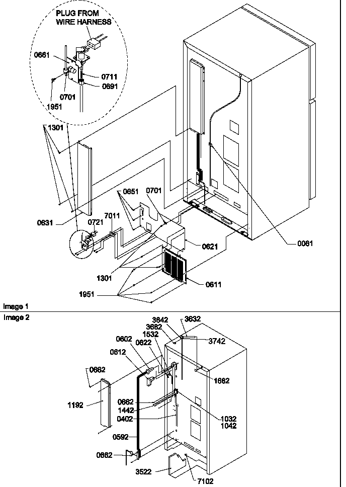 Cabinet Back Diagram and Parts List for THI21TL-P1302602WL  Amana Refrigerator