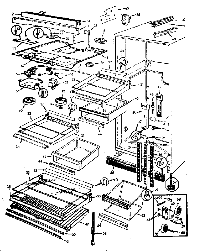 Refrigerator/fresh Food Compartment Diagram and Parts List for JRT214B M7C54A Jenn-Air Refrigerator