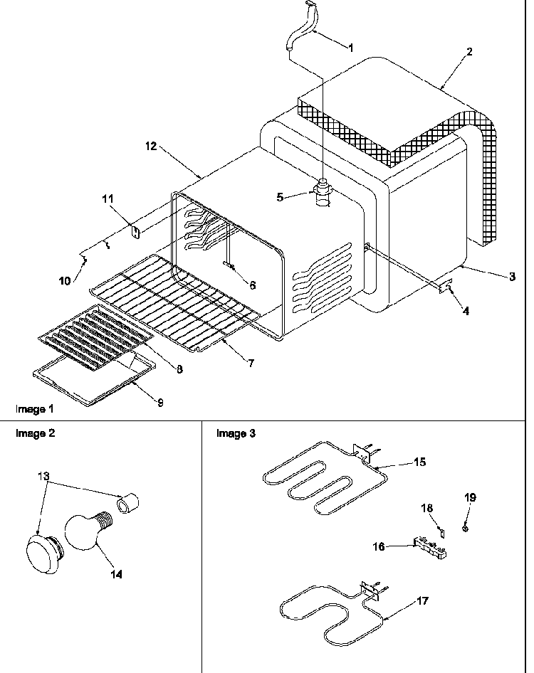 Cavity Diagram and Parts List for ART6110E-P1143449NE  Amana Range
