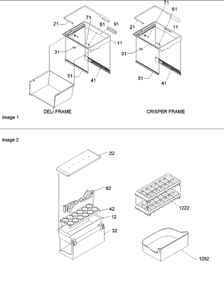 Crisper & Deli Frame Assy Diagram and Parts List for BRF20V1CPSR-P1321316WS  Amana Refrigerator