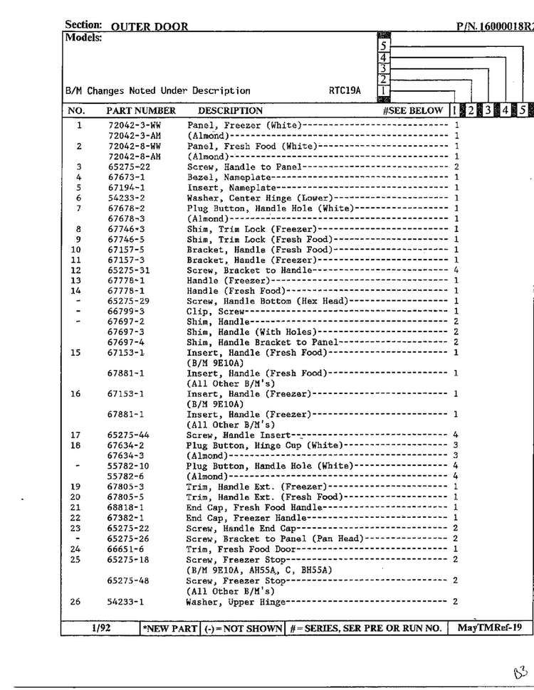 Outer Door Page 2 Diagram and Parts List for 19694  Maytag Refrigerator