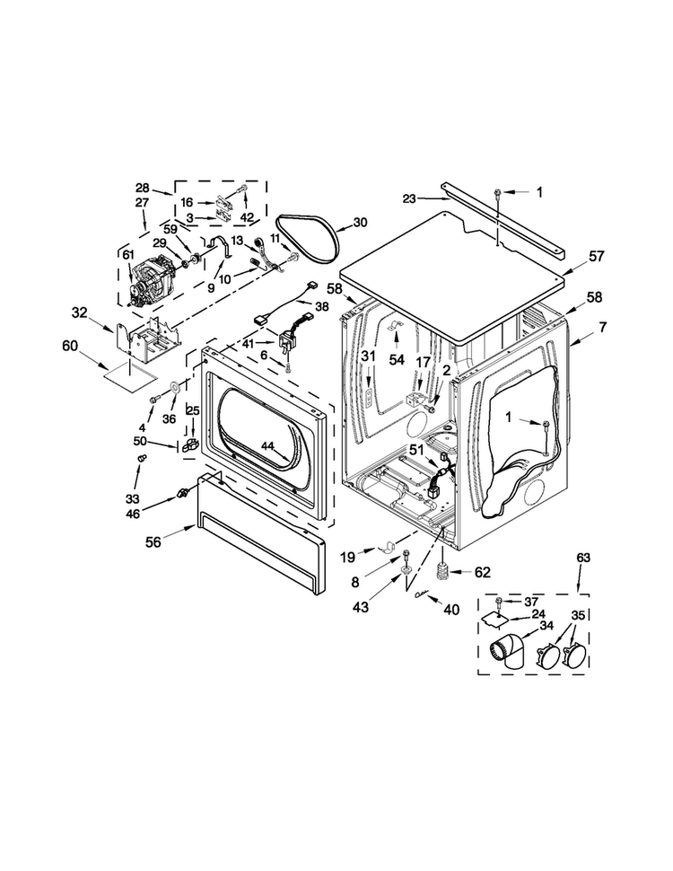 Upper Cabinet And Front Panel Parts Diagram and Parts List for MLE24PNAGW2  Maytag Dryer