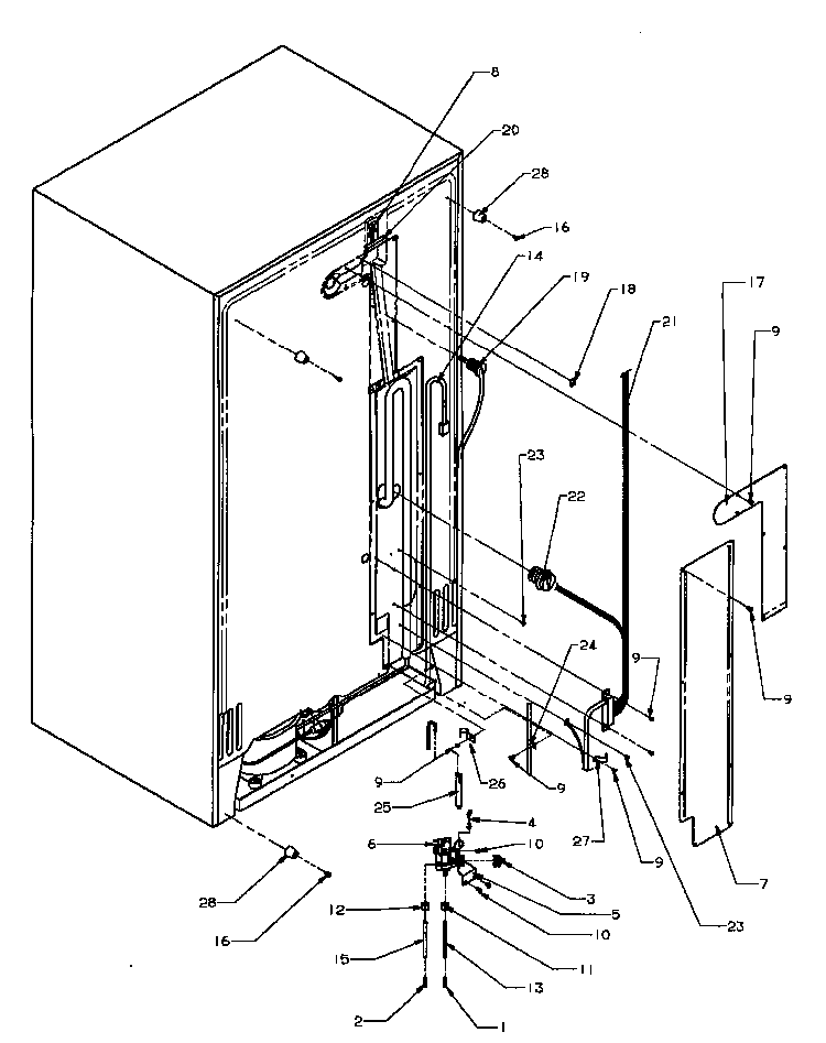 Cabinet Back Diagram and Parts List for SPD22NL-P1181306WL  Amana Refrigerator