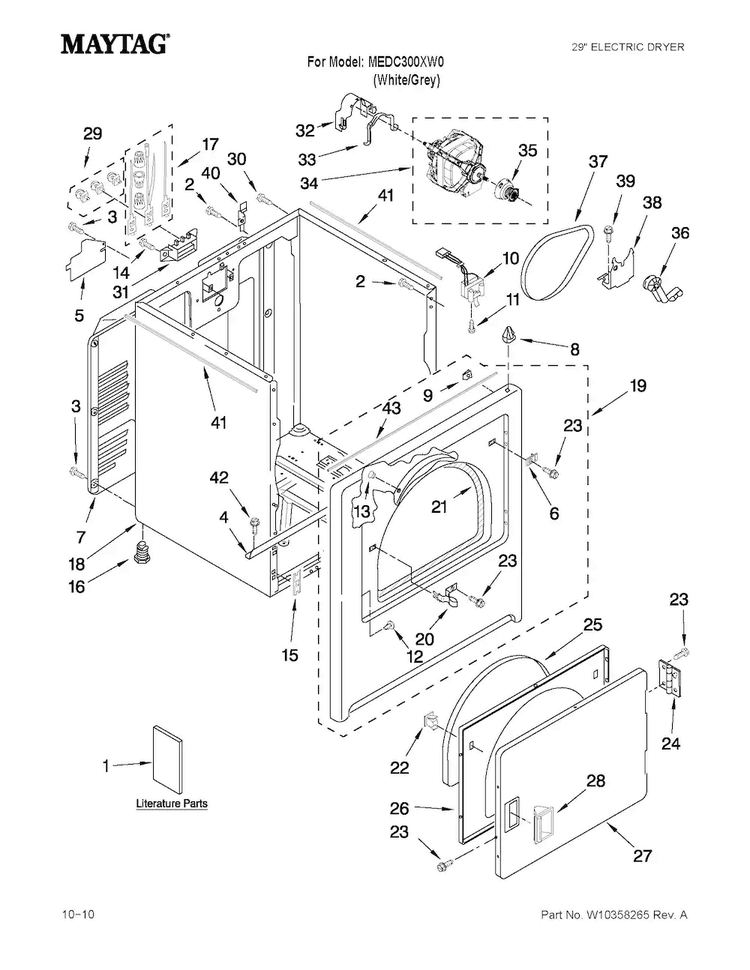 Cabinet Parts Diagram and Parts List for MEDC300XW0  Maytag Dryer