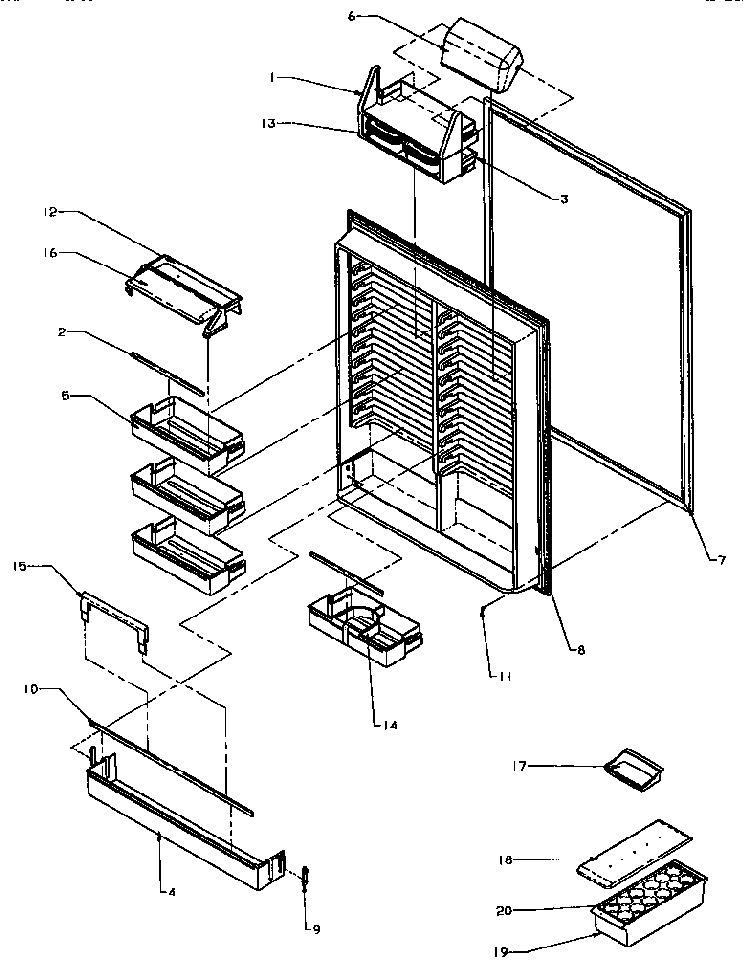 Refrigerator Inner Door Diagram and Parts List for BX22A5L-P1182302WL  Amana Refrigerator