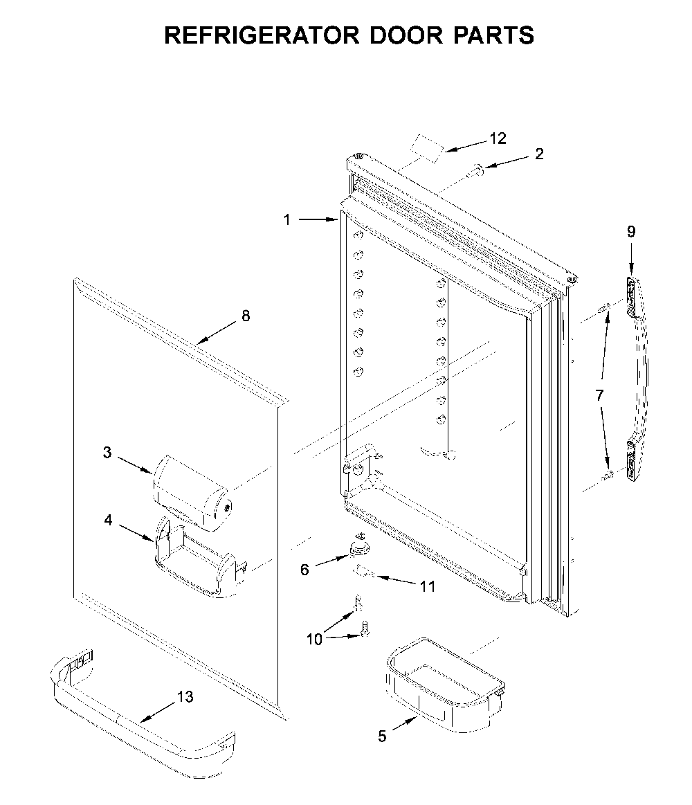 Refrigerator Door Parts Diagram and Parts List for 59679343511  Kenmore Refrigerator