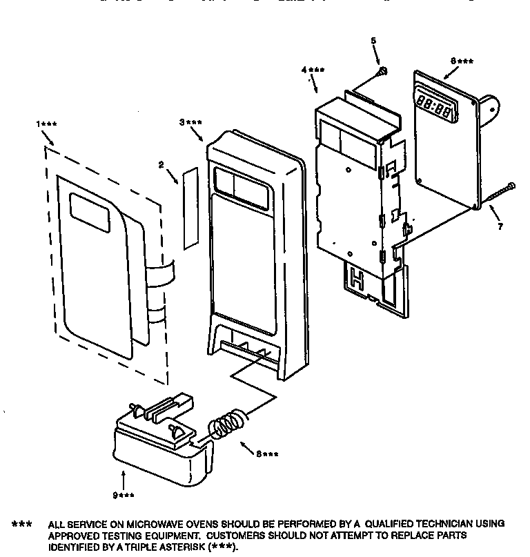Control Panel Diagram and Parts List for 56568200790  Kenmore Microwave
