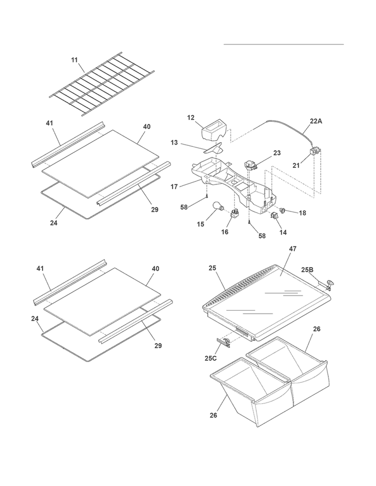 Shelves Diagram and Parts List for CRT184SBMM0  Crosley Refrigerator
