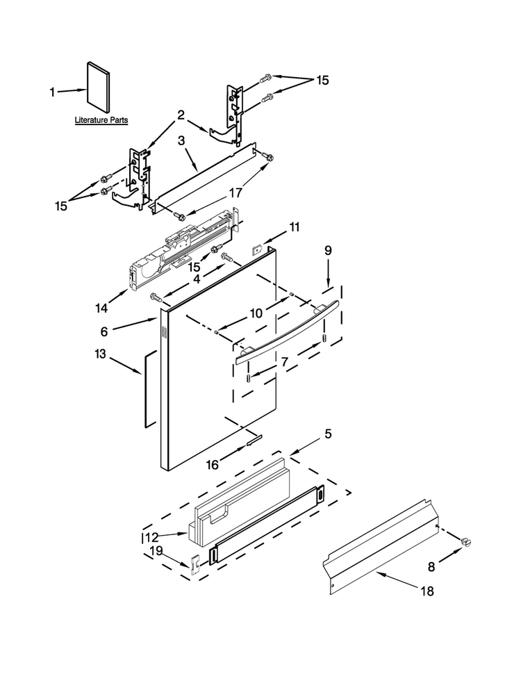 Door Panel Parts Diagram and Parts List for JDB8700AWS4  Jenn-Air Dishwasher