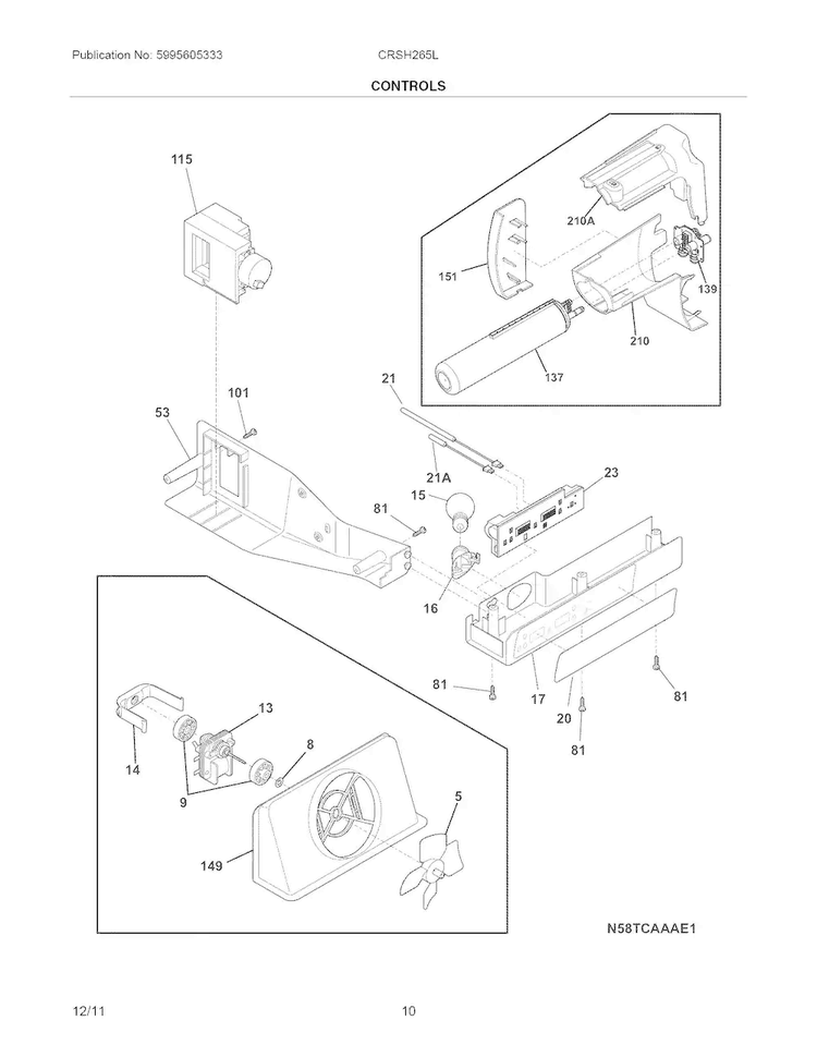 Controls Diagram and Parts List for CRSH265LW3  Crosley Refrigerator