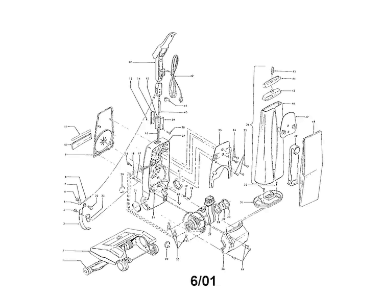 Handle Diagram and Parts List for U3317  Hoover Upright Vacuum