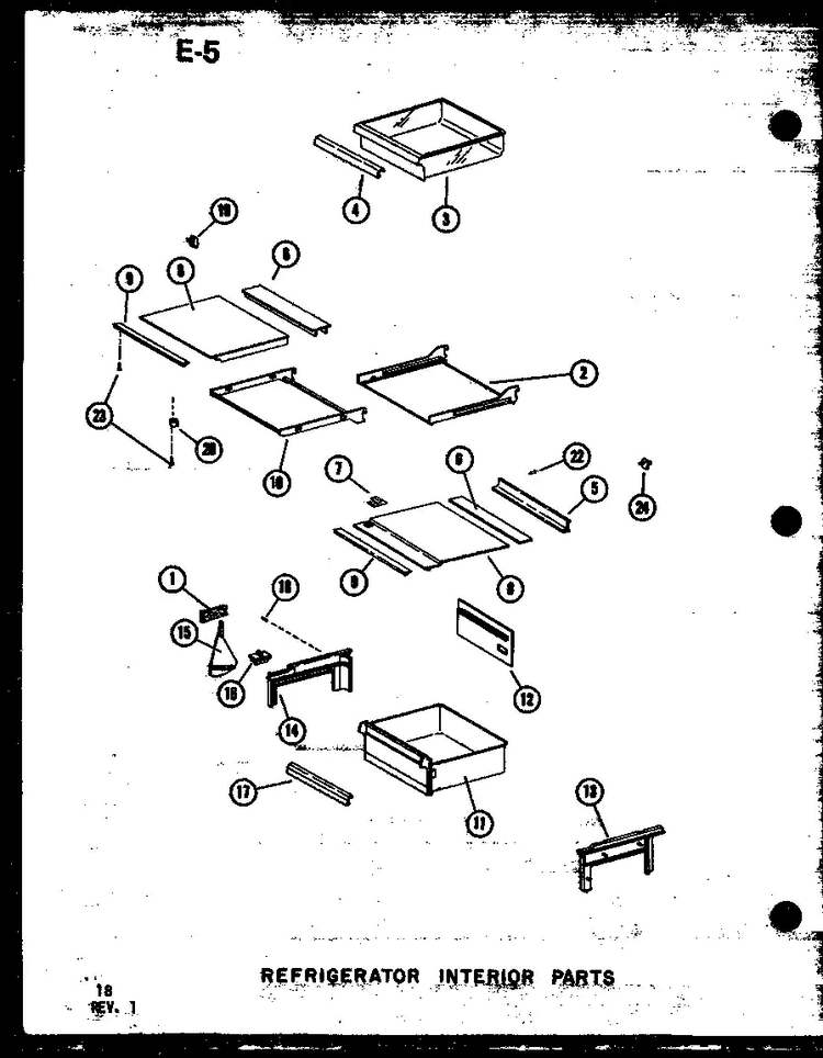 Refrigerator Interior Parts Diagram and Parts List for SRI19E-1-C-P74870-16WC  Amana Refrigerator