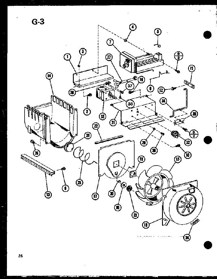 Icemaker/motor, Drive Diagram and Parts List for SLDI25F-A-P76421-1WA  Amana Refrigerator