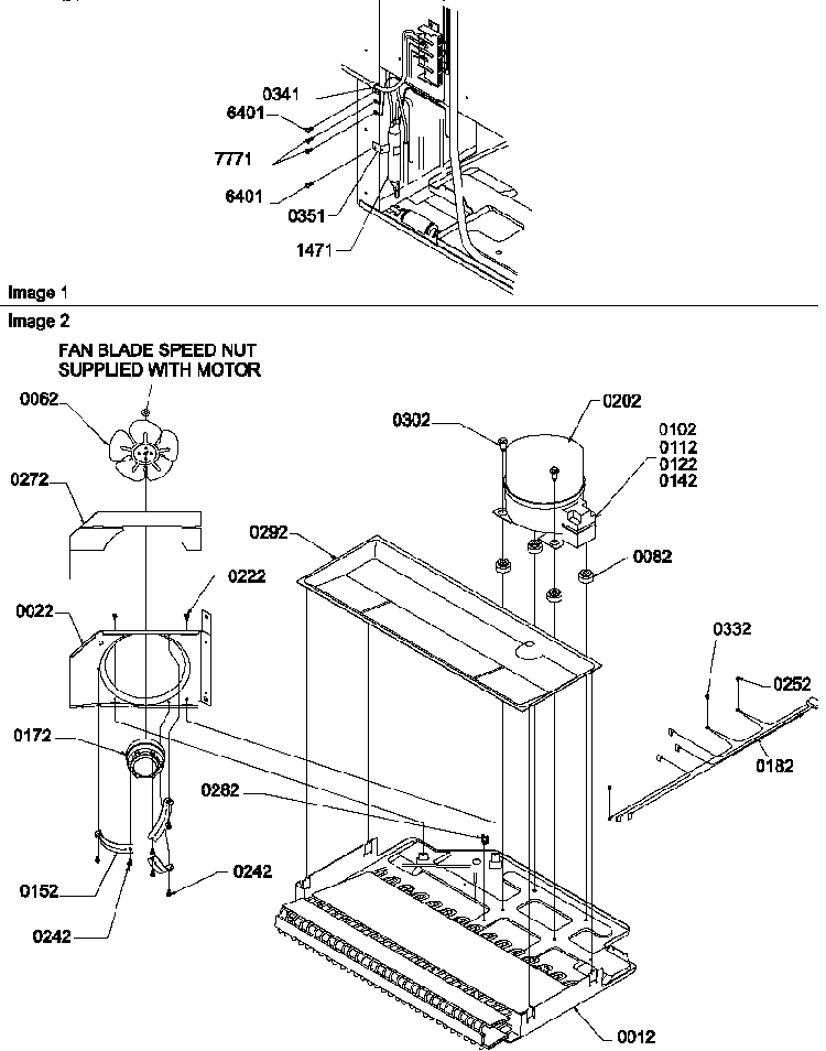 Machine Compartment Diagram and Parts List for TZI18V2E-P1319001WE  Amana Refrigerator