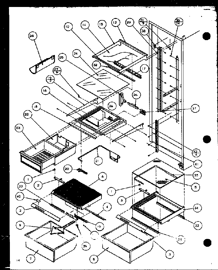 Refrigerator Shelving And Drawers Diagram and Parts List for 36041W-P1122101WW  Amana Refrigerator