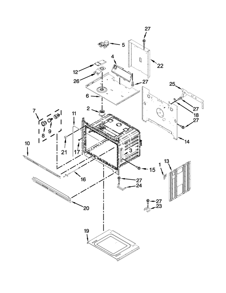 Upper Oven Parts Diagram and Parts List for MEW7627DS00  Maytag Wall Oven