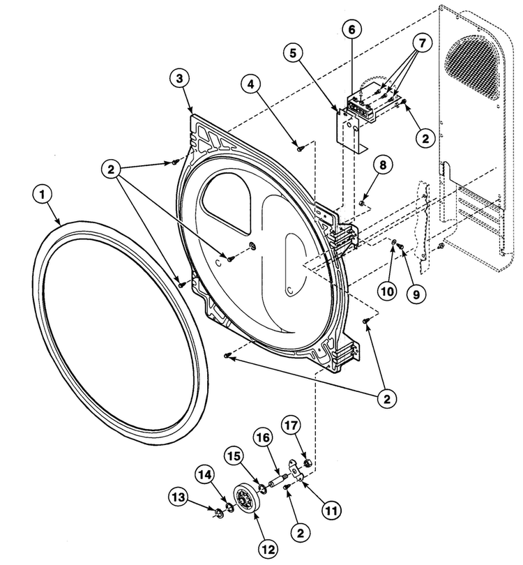 Roller Assy Diagram and Parts List for SDE707QF  Speed Queen Dryer