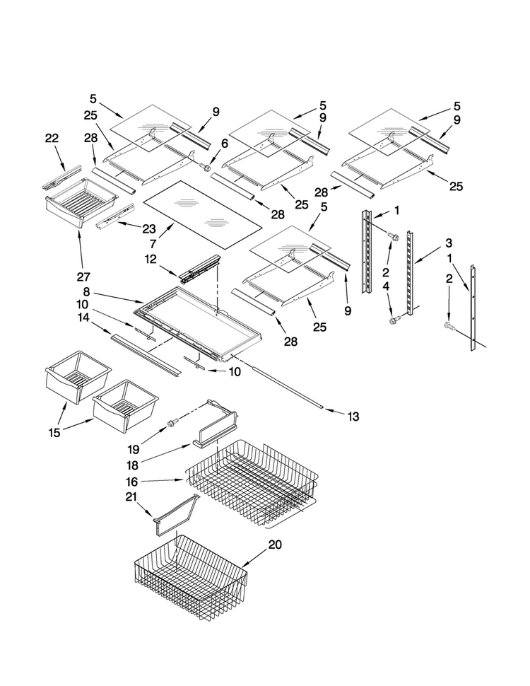 Shelf Parts Diagram and Parts List for ABR1922FES6  Amana Refrigerator