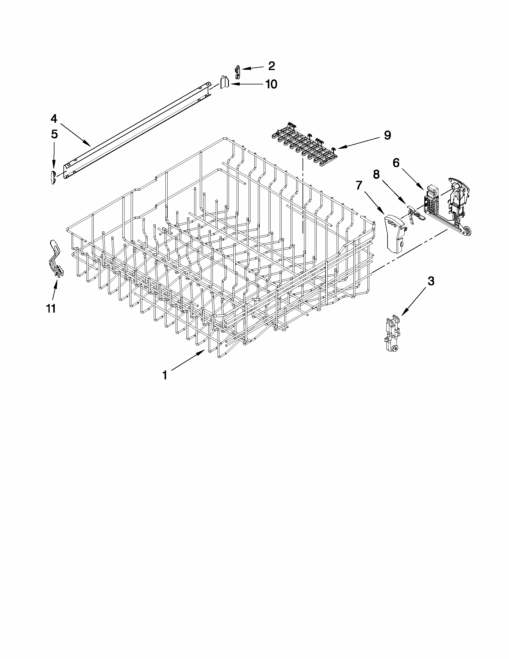 Upper Rack And Track Parts Diagram and Parts List for MDB8959SAS1  Maytag Dishwasher