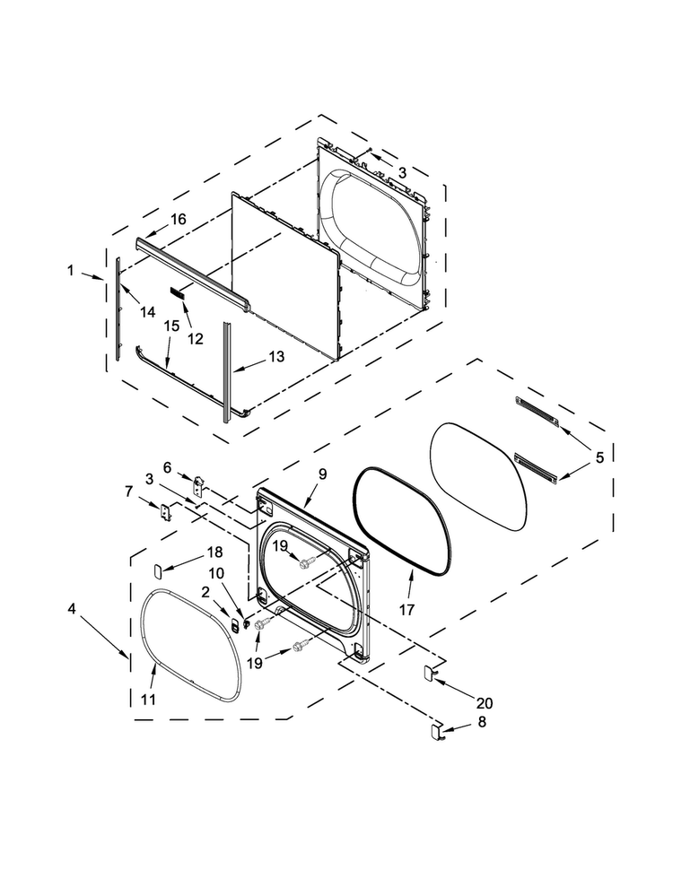 Door Parts Diagram and Parts List for MGDB835DW1  Maytag Dryer