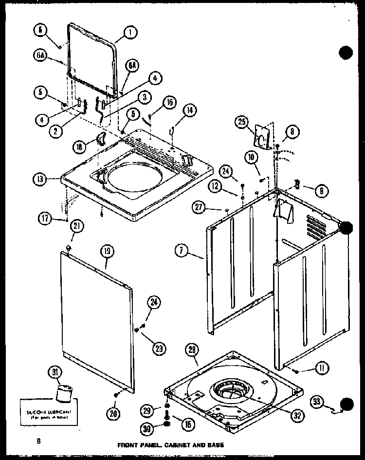 Section 8 Diagram and Parts List for CW9003W P1122805WW Amana Washer