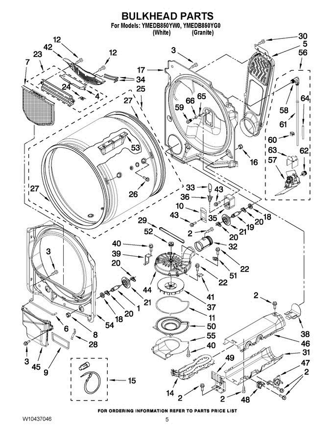 03 - Bulkhead Parts Diagram and Parts List for YMEDB850YG0  Maytag Dryer