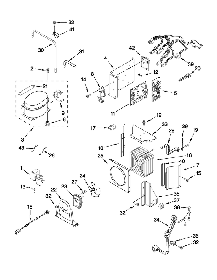 Upper Unit Parts Diagram and Parts List for JF42SSFXDA00  Jenn-Air Refrigerator