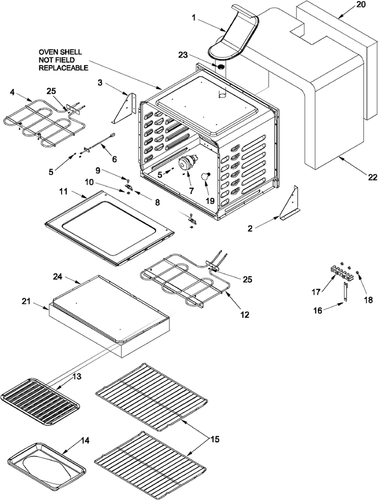 Cavity Diagram and Parts List for DCF4205AW-PDCF4205  Amana Range