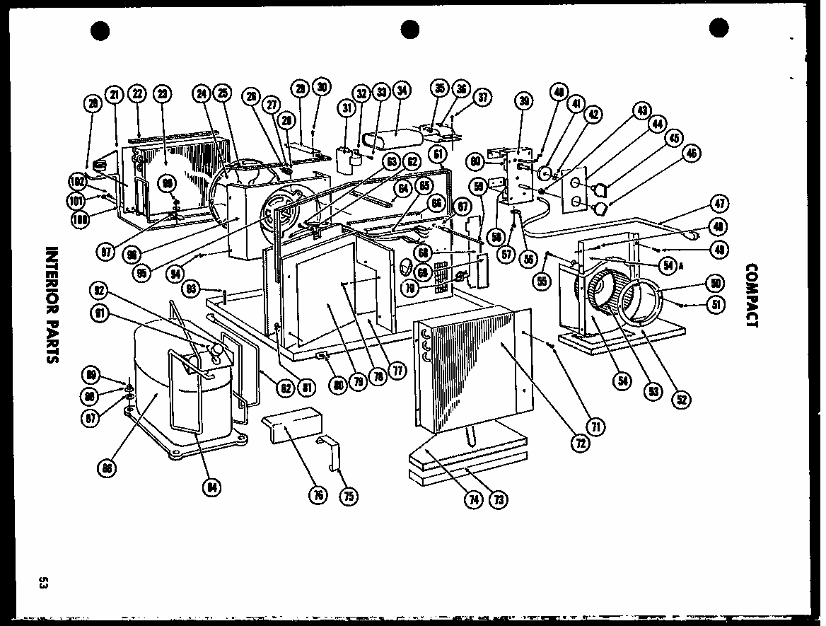 Interior Parts Diagram and Parts List for 109-2EM  Amana Air Conditioner