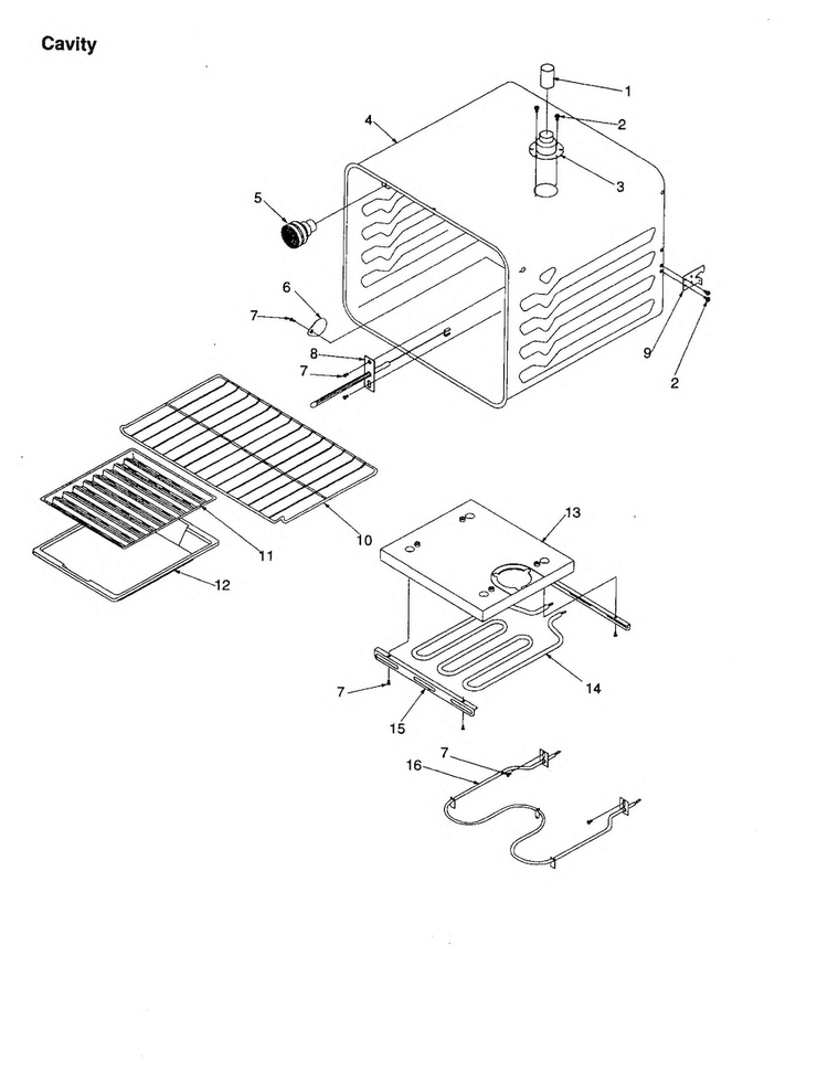 Cavity Diagram and Parts List for AOES2730E-P1132367NE  Amana Wall Oven