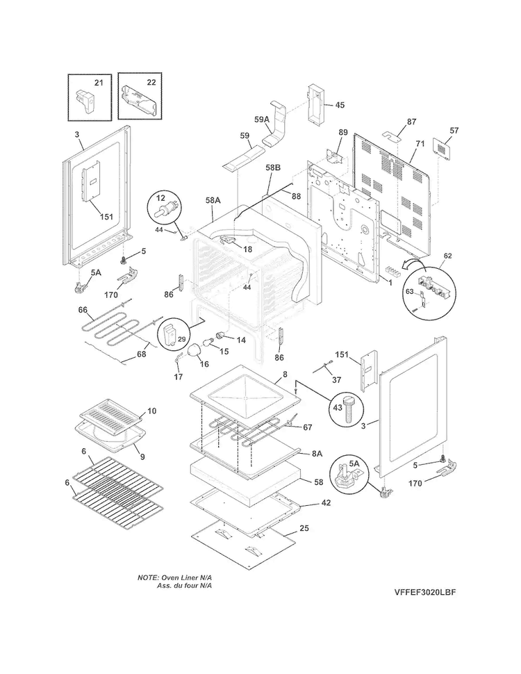 Body Diagram and Parts List for CRE3875PBA  Crosley Range