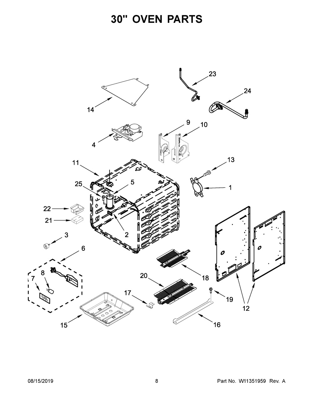 30" Oven Parts Diagram and Parts List for JGRP648HL00  Maytag Range