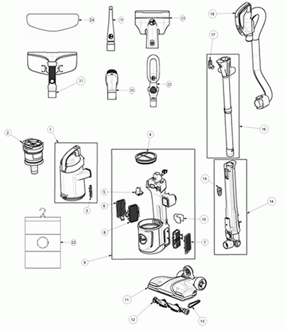 Diagram Diagram and Parts List for UH73530  Hoover Upright Vacuum