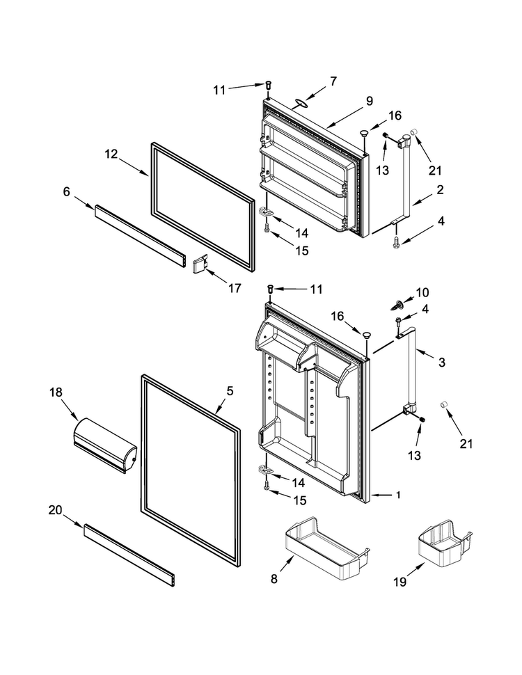 Door Parts Diagram and Parts List for 5MT711BFEH00  Maytag Refrigerator