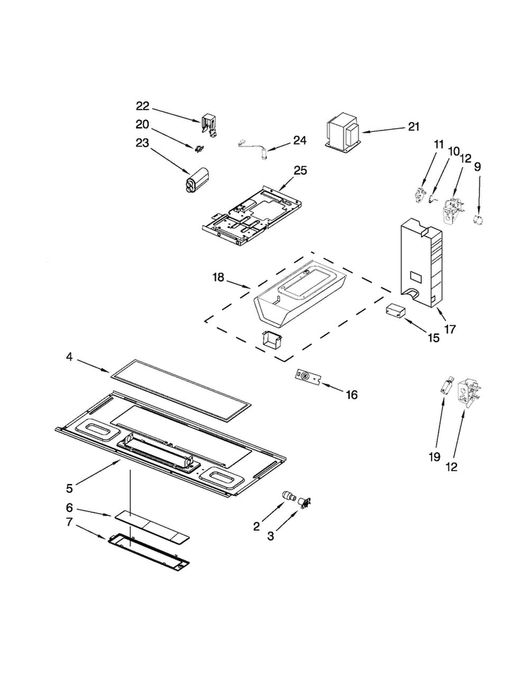 Interior And Ventilation Parts Diagram and Parts List for MMV1164WB5  Maytag Microwave