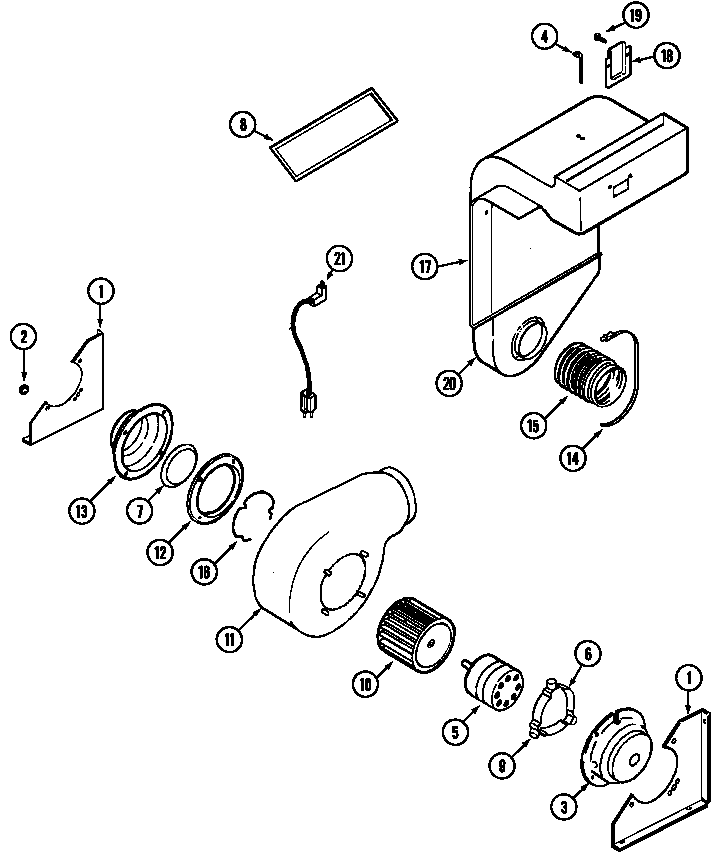 Blower Motor-plenum Diagram and Parts List for SVD8310SD  Jenn-Air Range