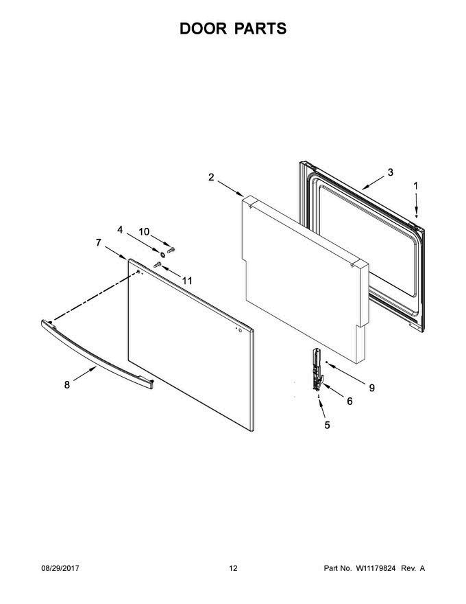 07 - Door Parts Diagram and Parts List for AGR4230BAW3  Amana Range