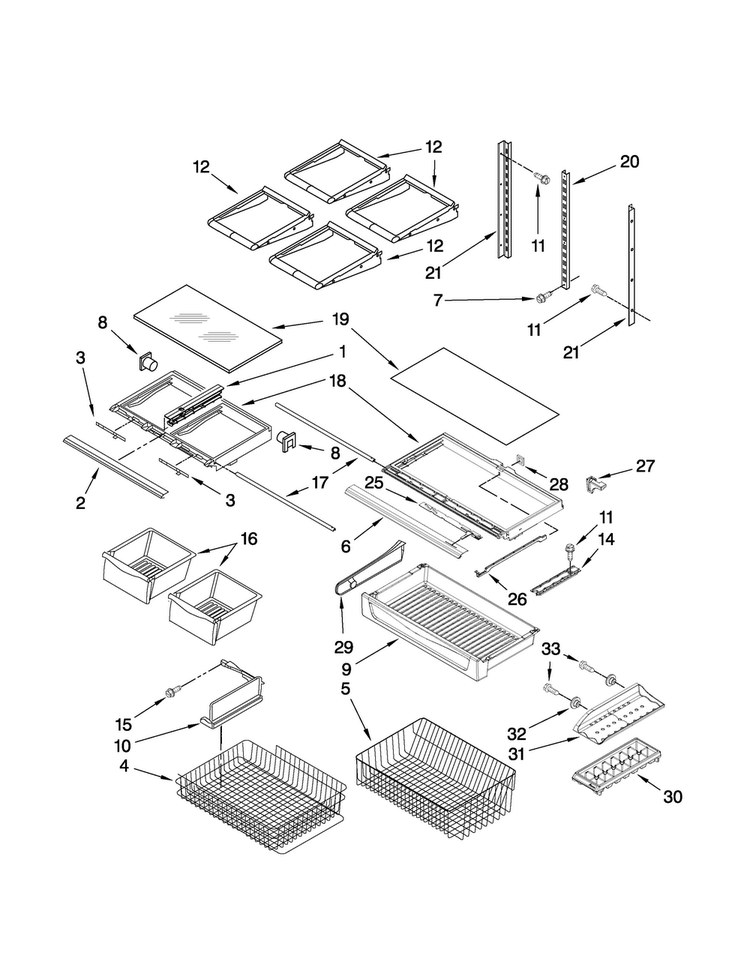 Shelf Parts Diagram and Parts List for AB2526PEKW3  Amana Refrigerator