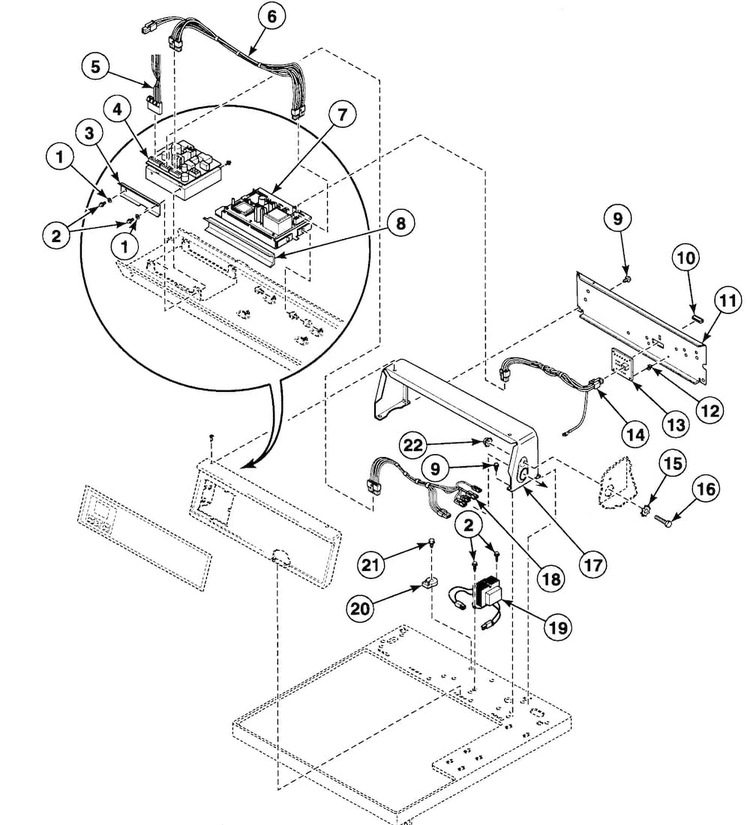 Controls Assy Diagram and Parts List for SDEZ07LF1500  Speed Queen Dryer