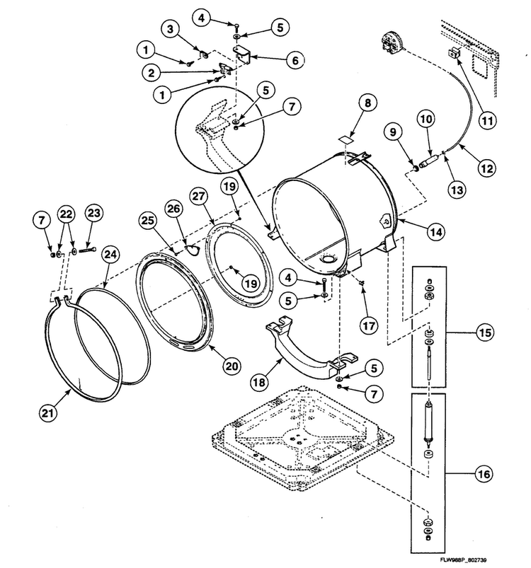 Tub Assy Diagram and Parts List for SWFX71QN3050  Speed Queen Washer