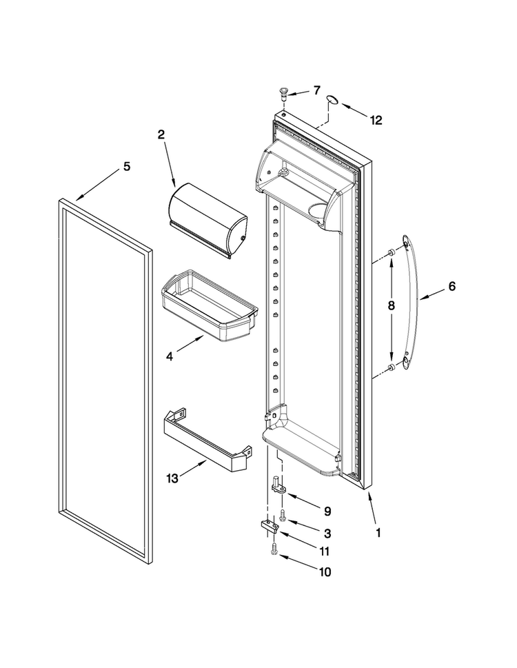 Refrigerator Door Parts Diagram and Parts List for MSD2254VEY03  Maytag Refrigerator