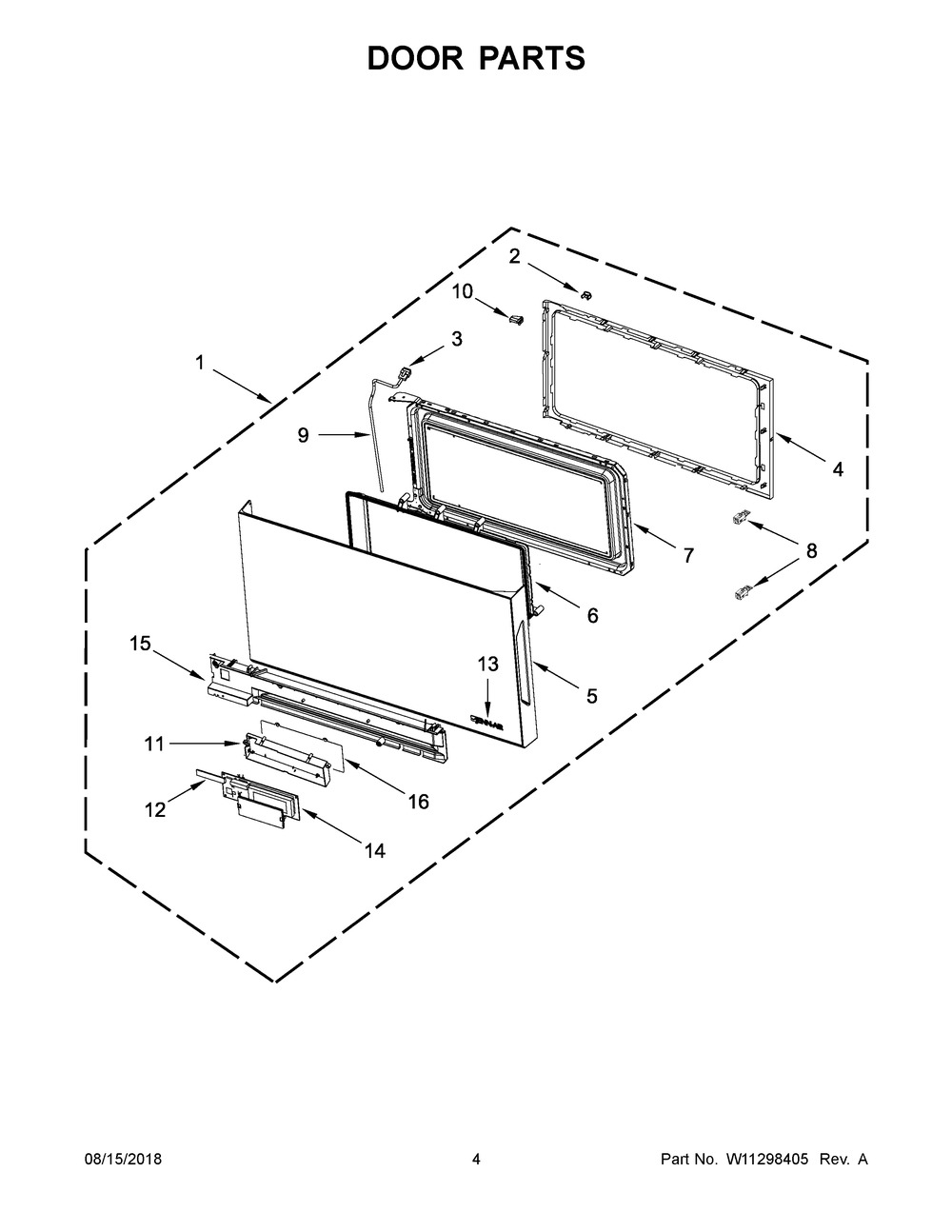 Door Parts Diagram and Parts List for JMV9196CB6  Maytag Microwave