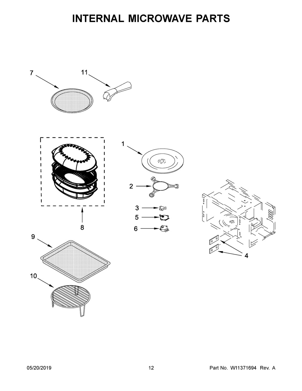 Internal Microwave Parts Diagram and Parts List for MMW9730FZ05  Maytag Microwave Oven Combo