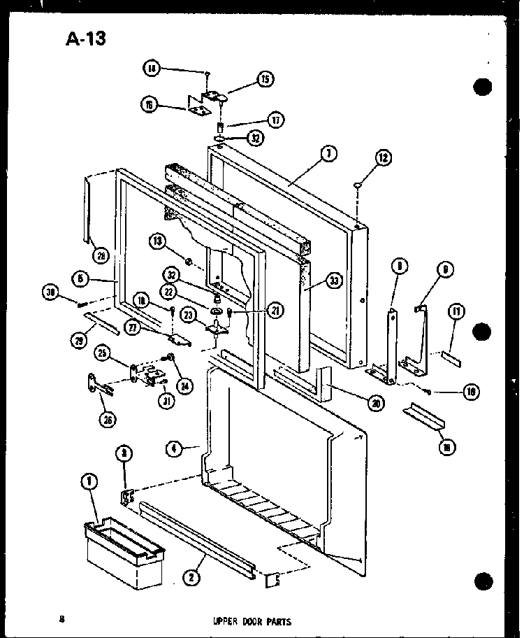 Upper Door Parts Diagram and Parts List for TC18F-G-P75288-5WG  Amana Refrigerator