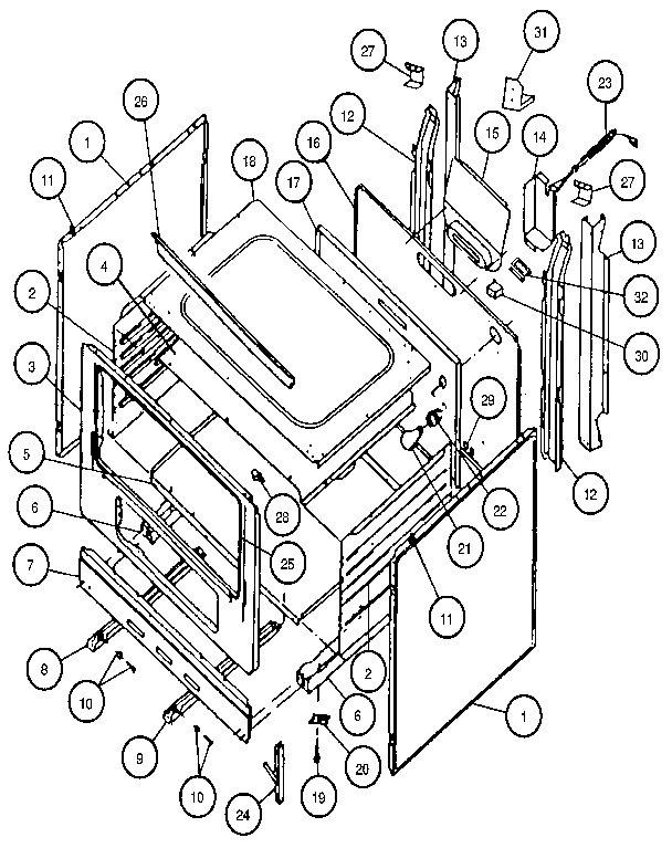 Body Section Diagram and Parts List for RLT365U  Caloric Range