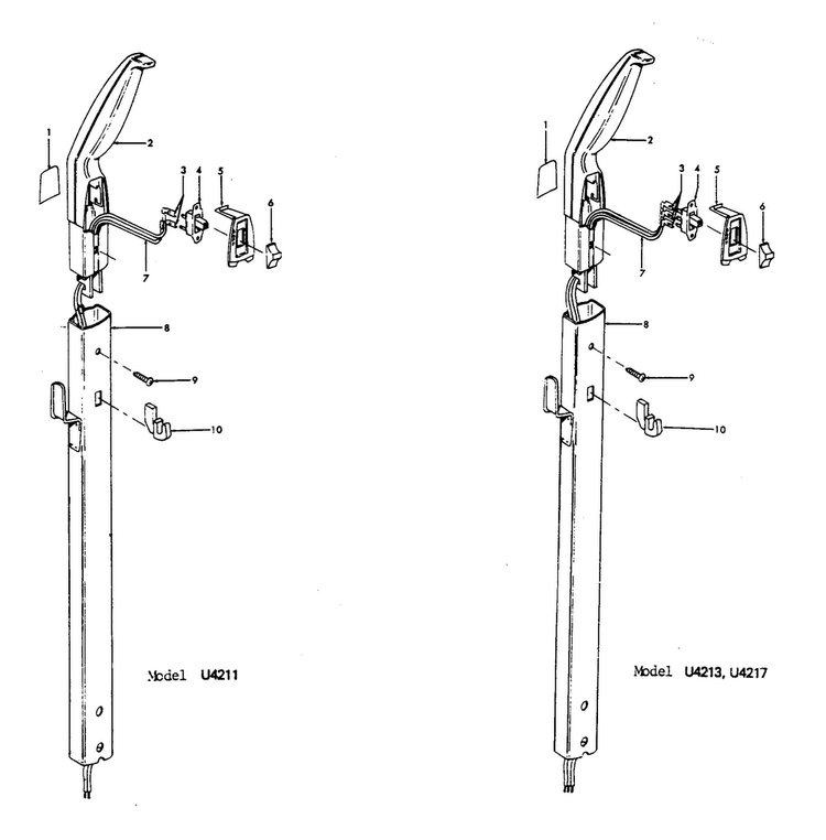 Handle Diagram and Parts List for U4211  Hoover Upright Vacuum