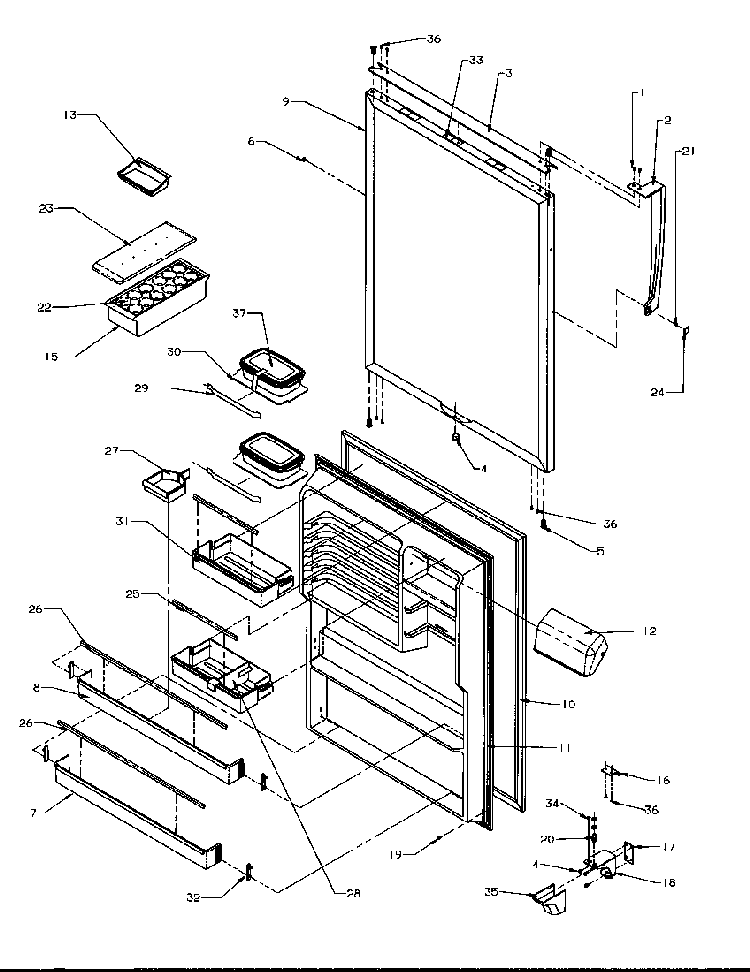 Refrigerator Door Diagram and Parts List for TP21A3L-P1181503WL  Amana Refrigerator