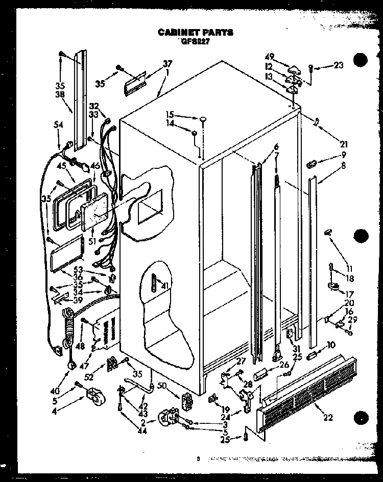 Cabinet Parts Diagram and Parts List for GFS227 MN11 Caloric Refrigerator